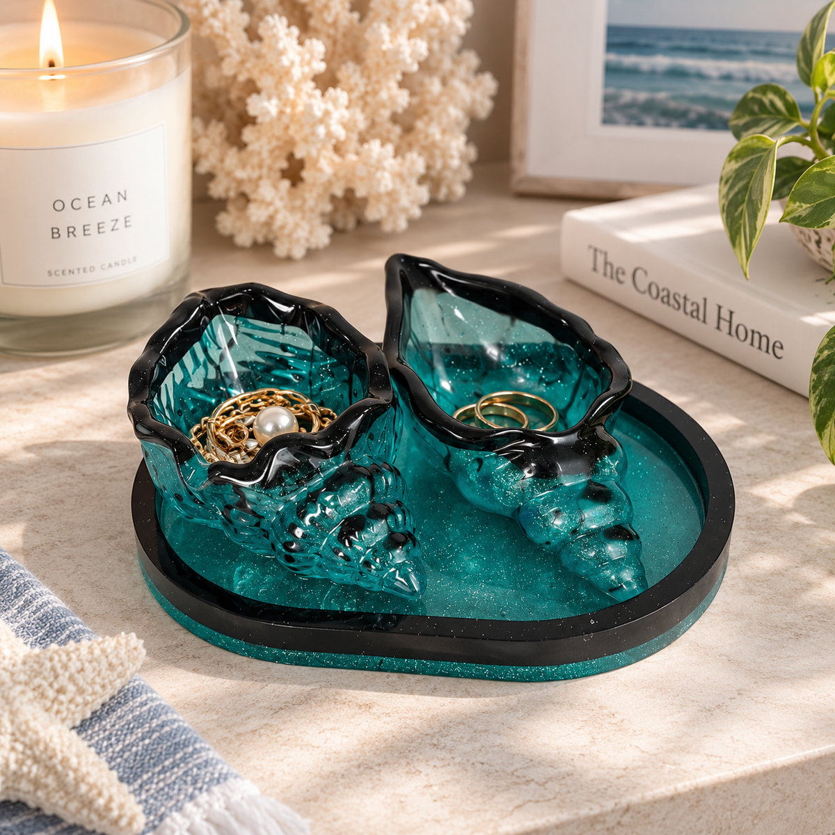 Coastal Shell Tray Set