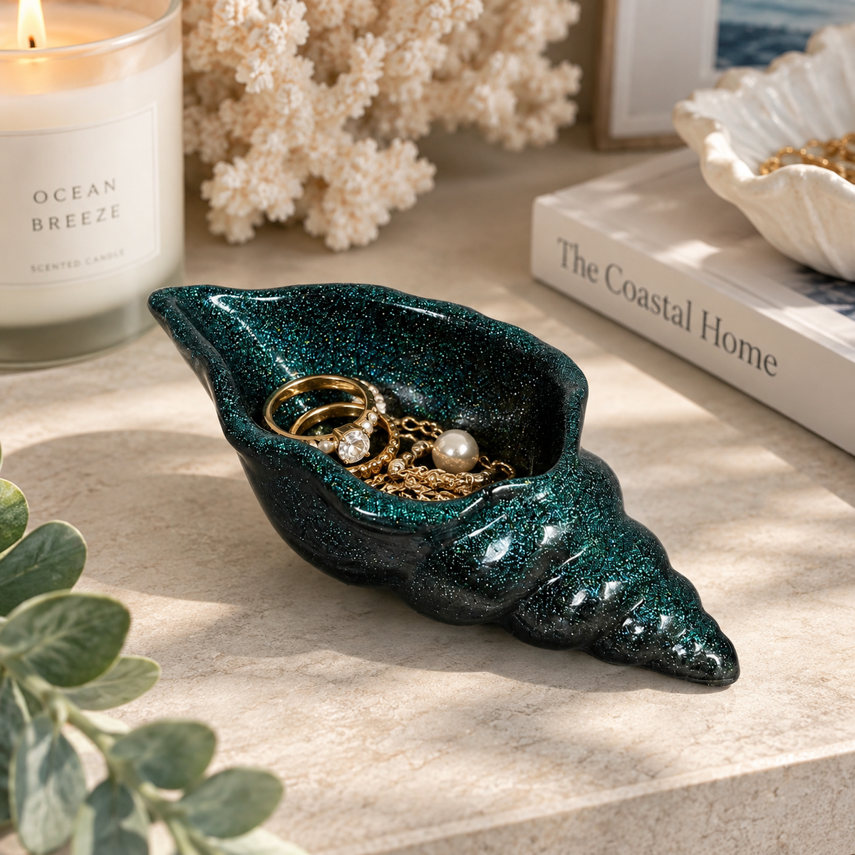 Sculpted Shell Trinket Dish - Resin