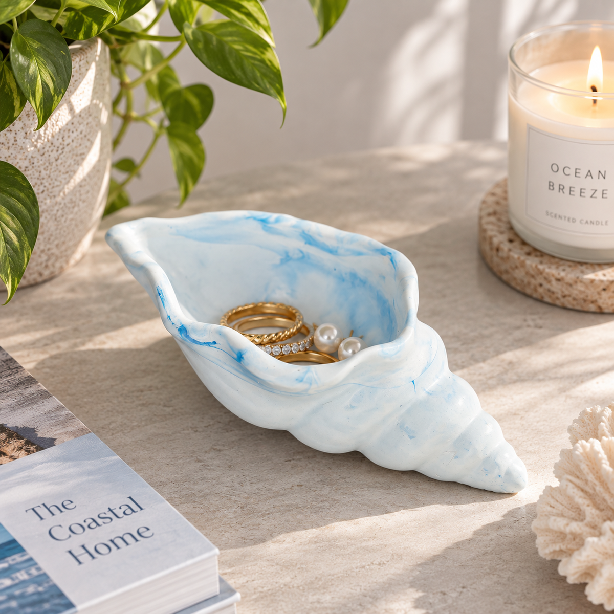 Sculpted Shell Trinket Dish - Ecoresin