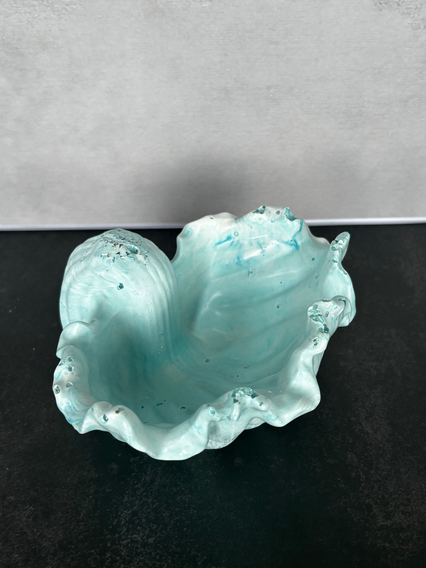 Ocean Conch Bowl Aqua Tide handcrafted coastal resin decorative bowl by Stillflow Creations