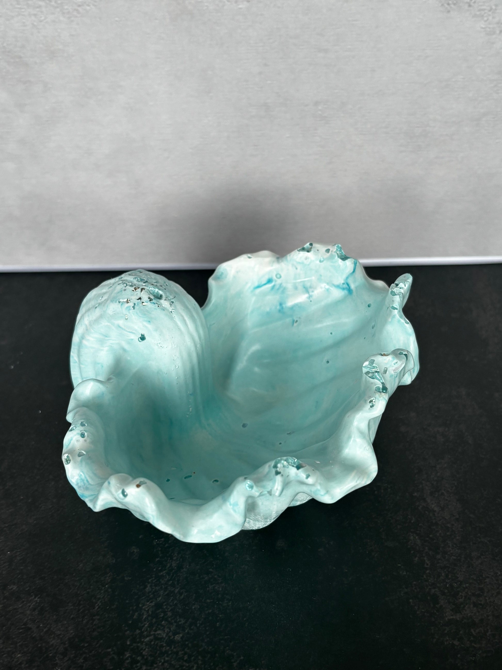 Ocean Conch Bowl Aqua Tide handcrafted coastal resin decorative bowl by Stillflow Creations