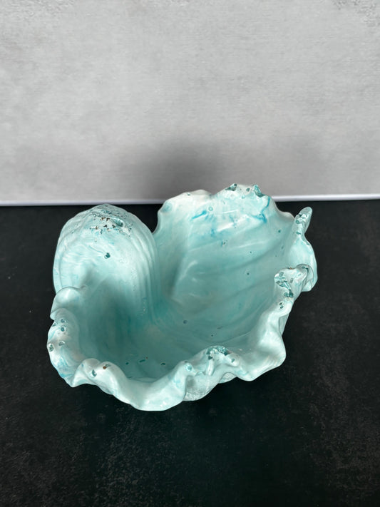 Ocean Conch Bowl Aqua Tide handcrafted coastal resin decorative bowl by Stillflow Creations