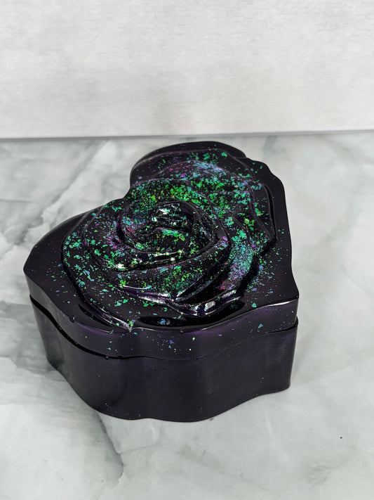 Galaxy Black Celestial Keepsake Jar handcrafted black resin storage jar by Stillflow Creations