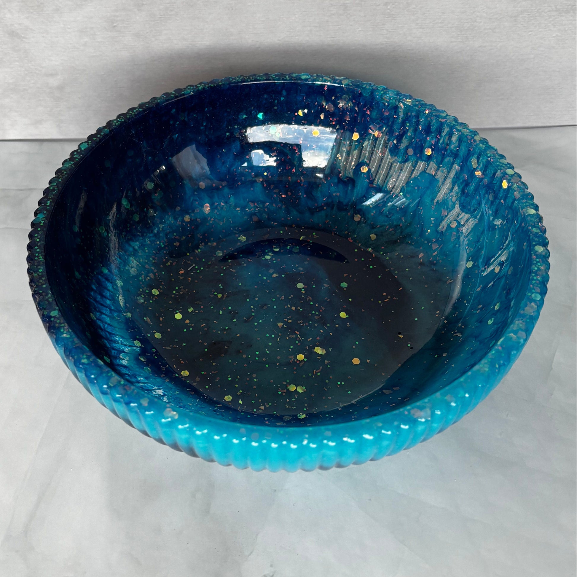 Deep Sea Radiance Bowl handcrafted ocean-inspired resin decorative bowl by Stillflow Creations