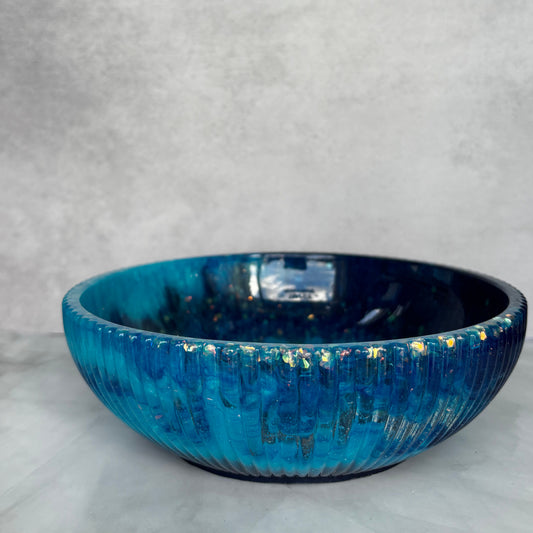 Deep Sea Radiance Bowl handcrafted ocean-inspired resin decorative bowl by Stillflow Creations