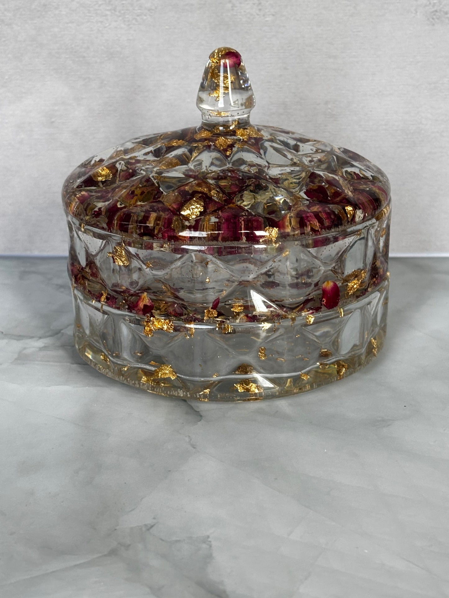 Rose Gold Keepsake Jar handcrafted decorative storage jar by Stillflow Creations
