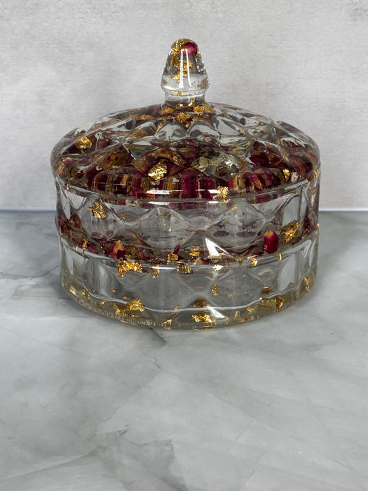 Rose Gold Keepsake Jar handcrafted decorative storage jar by Stillflow Creations