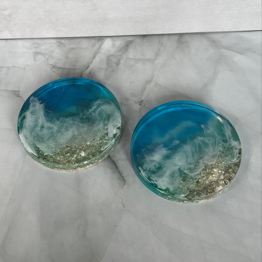 Coastal Breaker Coaster Set handcrafted ocean-inspired resin coasters by Stillflow Creations