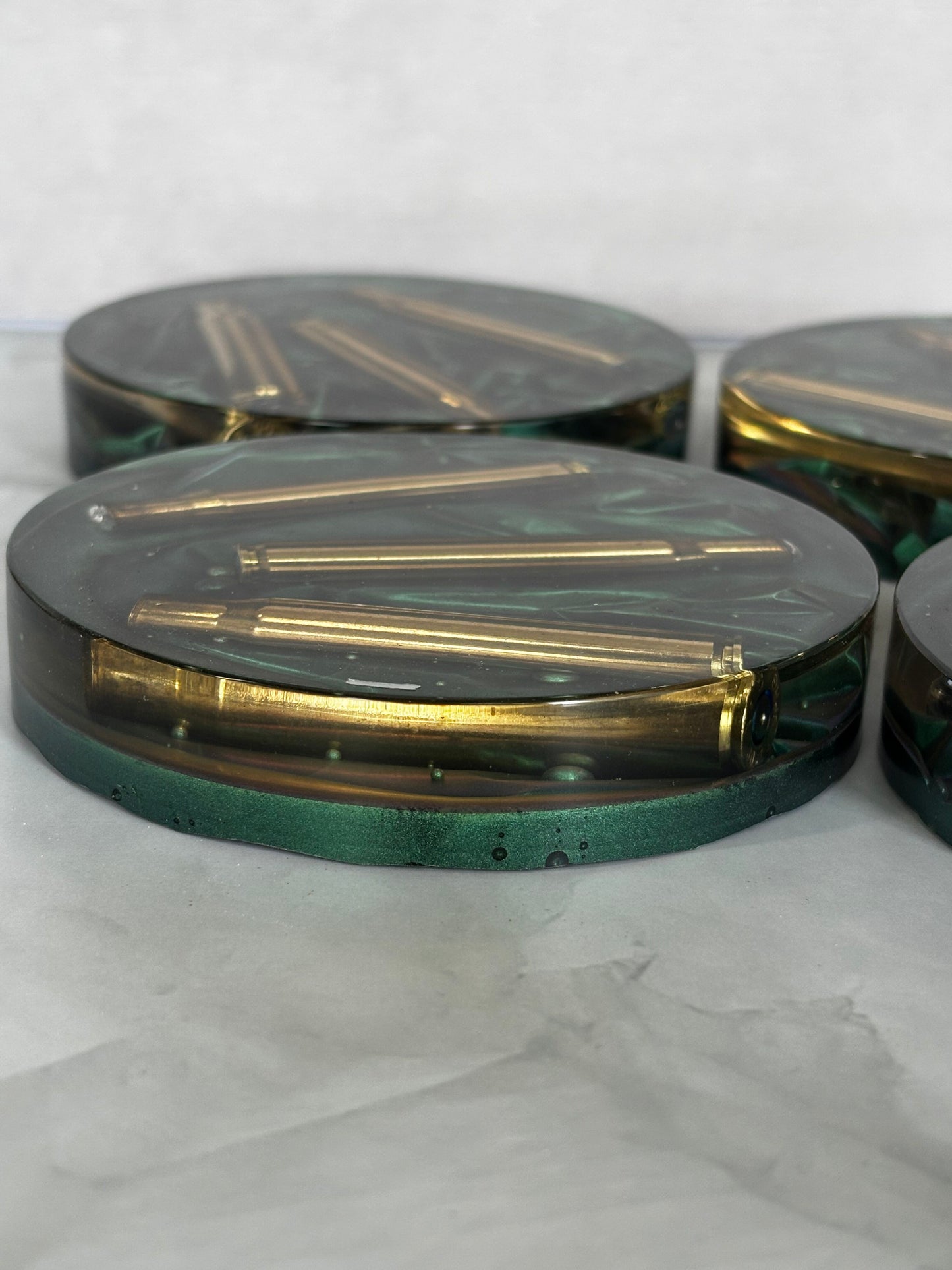 Marksman Heritage Coaster Set handcrafted artisan resin coasters by Stillflow Creations