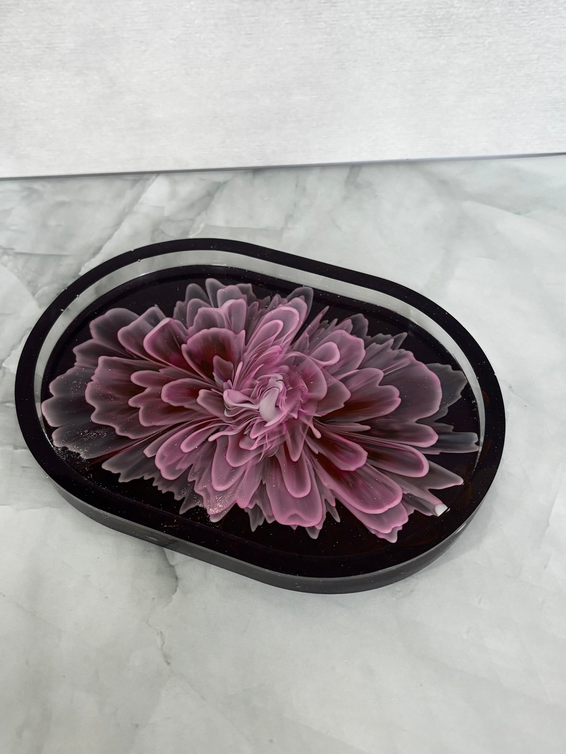 Rose Eclipse Bloom Tray handcrafted resin decorative catchall by Stillflow Creations