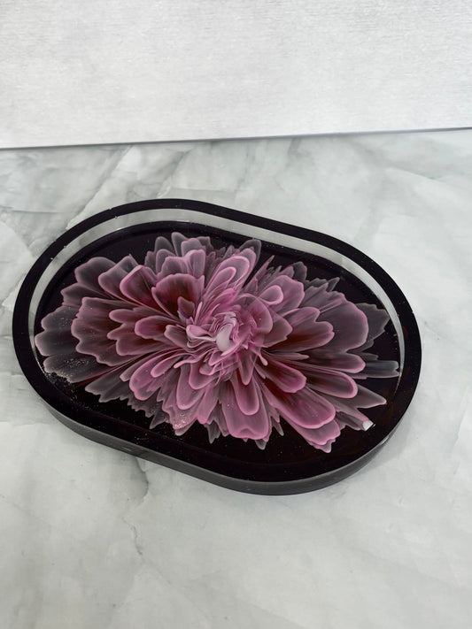 Rose Eclipse Bloom Tray handcrafted resin decorative catchall by Stillflow Creations