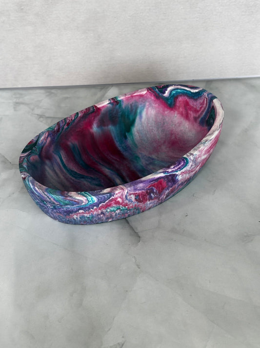 Galaxy Bloom Oval Bowl handcrafted decorative resin bowl by Stillflow Creations