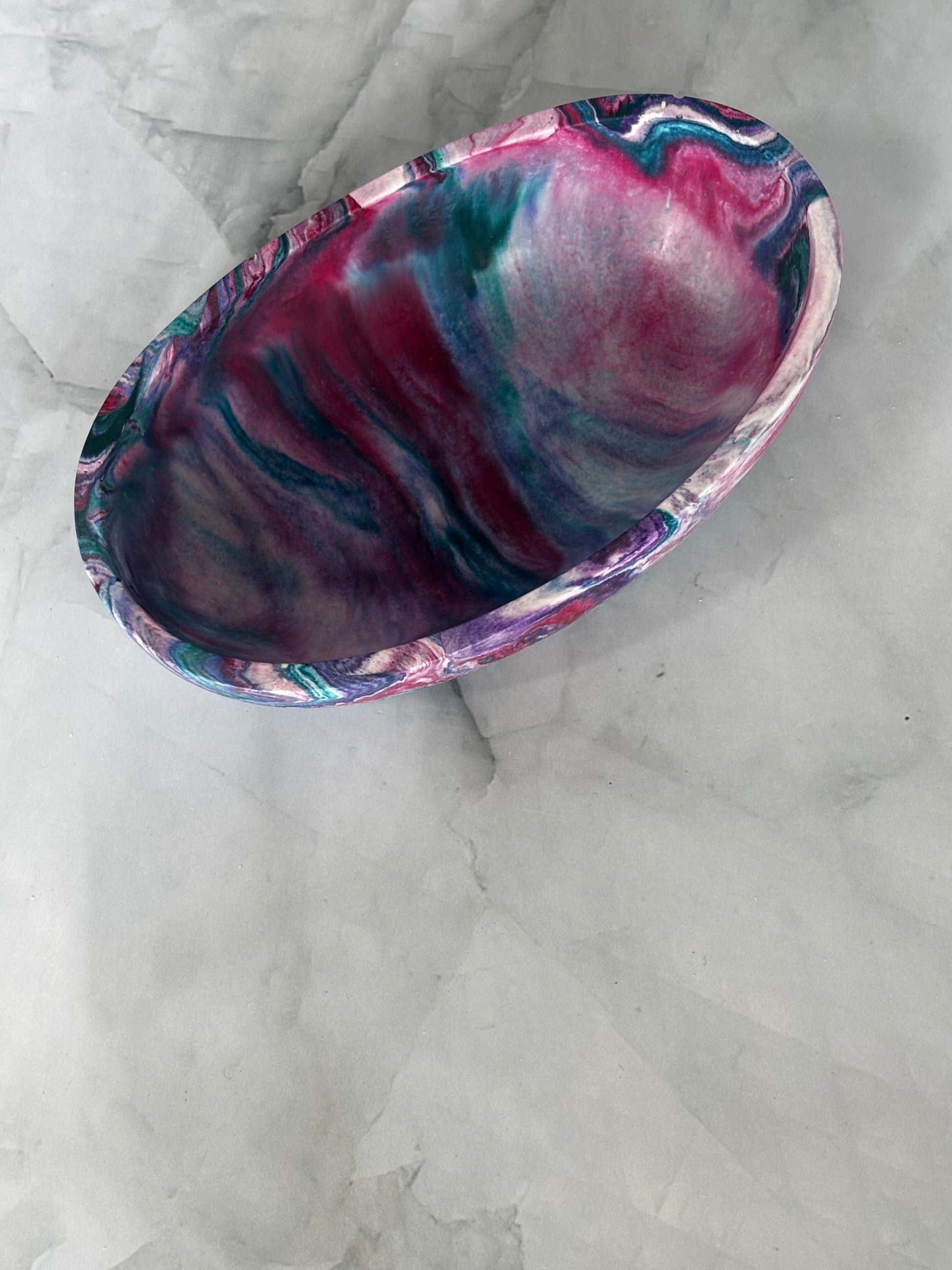 Galaxy Bloom Oval Bowl handcrafted decorative resin bowl by Stillflow Creations