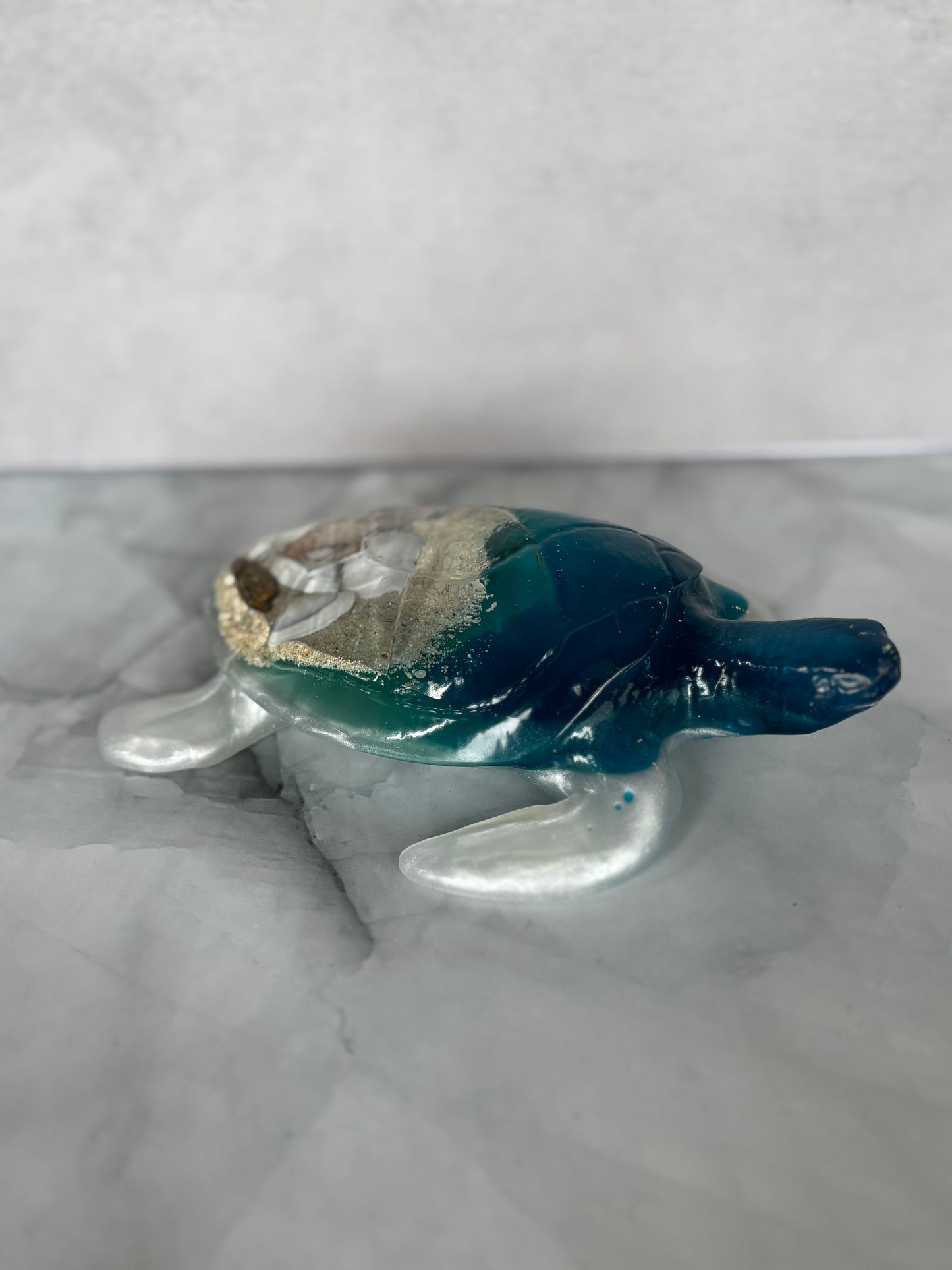 Shoreline Memory Turtle handcrafted coastal turtle décor by Stillflow Creations