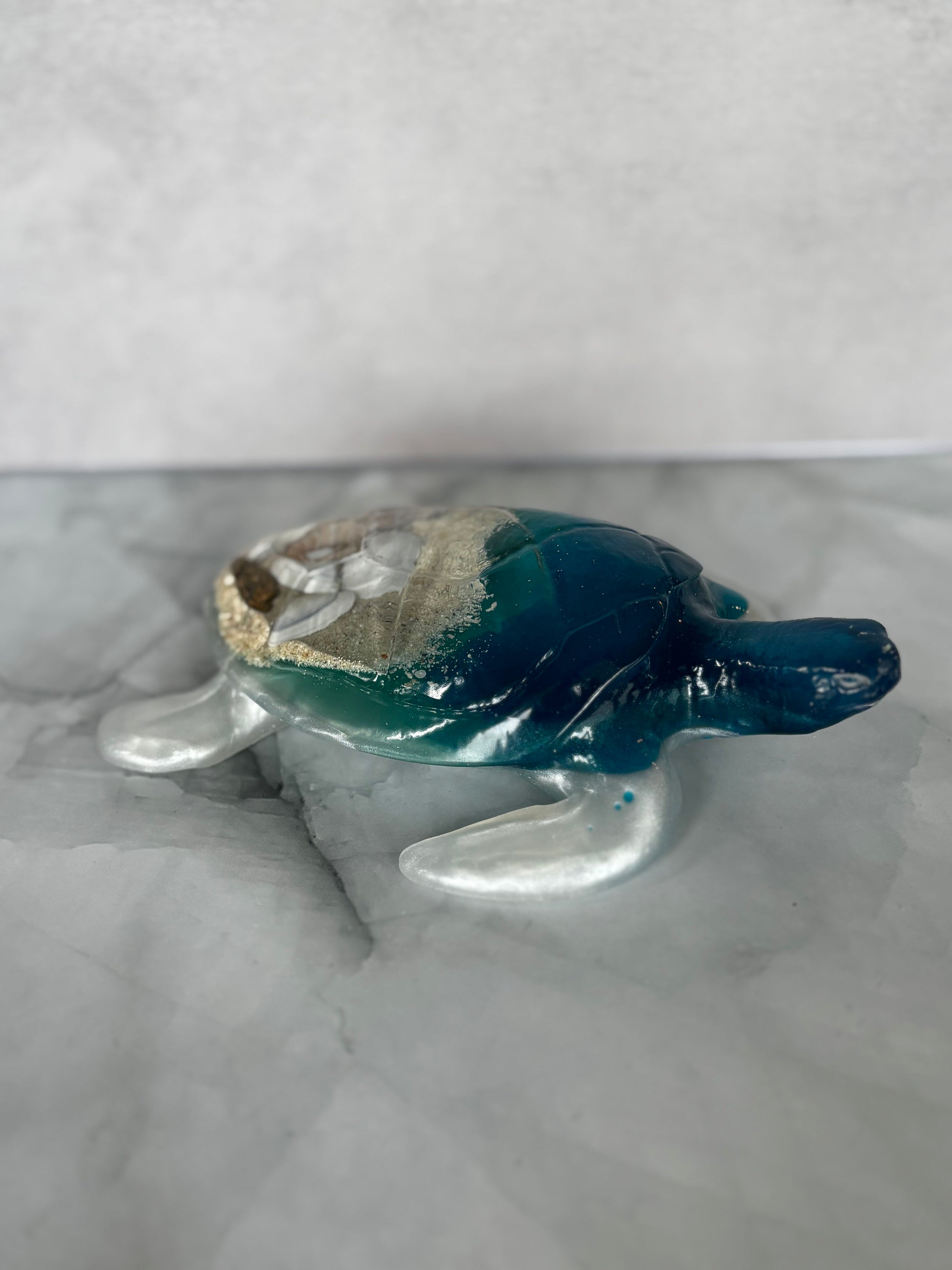 Shoreline Memory Turtle handcrafted coastal turtle décor by Stillflow Creations